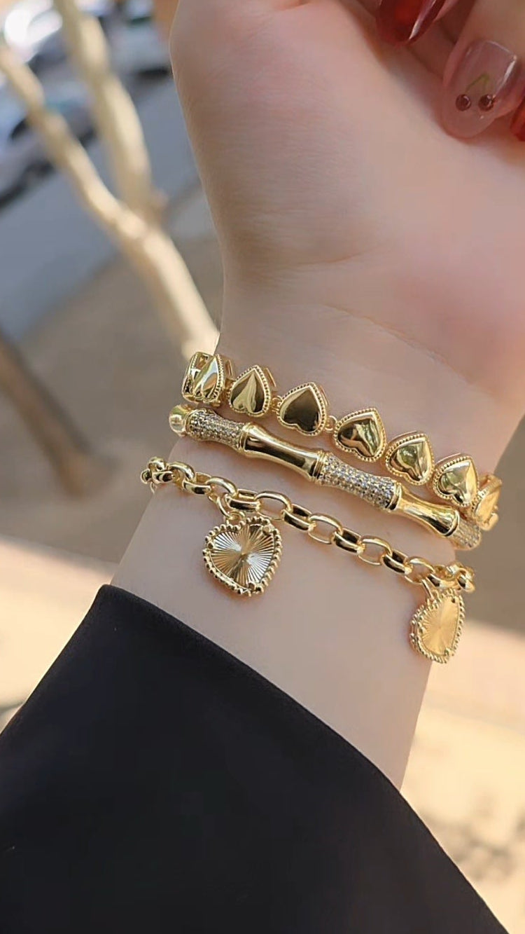 Set de pulseras oro laminado 14k